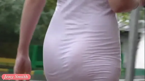 Big Jeny Smith white see through mini dress in public total Videos