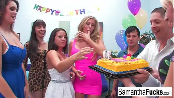 Samantha celebrates her birthday with a wild crazy orgy Total Video yang besar