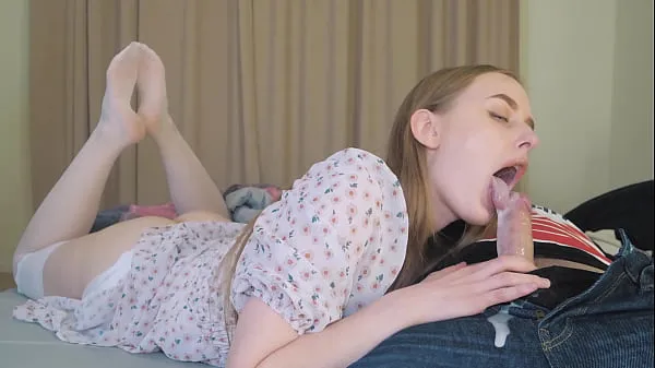 Big step Daughter's Deepthroat Multiple Cumshot from StepDaddy - Cum in Mouth total Videos