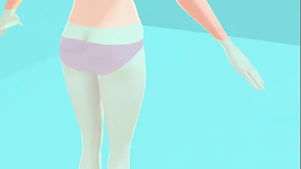 Toyota's anime girl shakes big breasts in a pink bikini Total Video yang besar