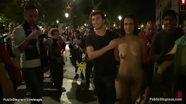 Stora Petite brunette European slut Samia Duarte is tied by master James Deen and mistress Princess Donna Dolore and walked naked and fucked in public streets videor totalt