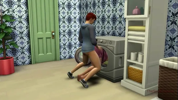 إجمالي Sims 4, reale voiceover, cheating Step-mom stuck in washer while fucking step-son doggy مقاطع فيديو كبيرة