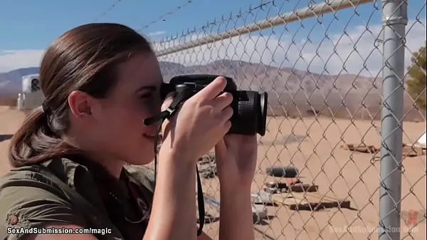 Sexy war reporter Casey Calvert caught on cam soldier James Deen fucking bound babe Lyla Storm then she is caught and anal fucked too in a desert Jumlah Video yang besar